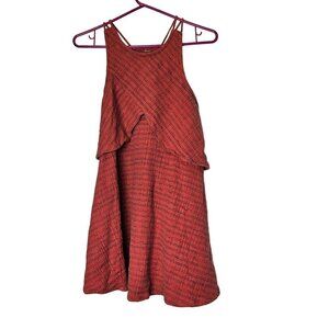 Free People Red Striped‎ Linen Cotton Blend Sleeveless Dress Small No Size Tag